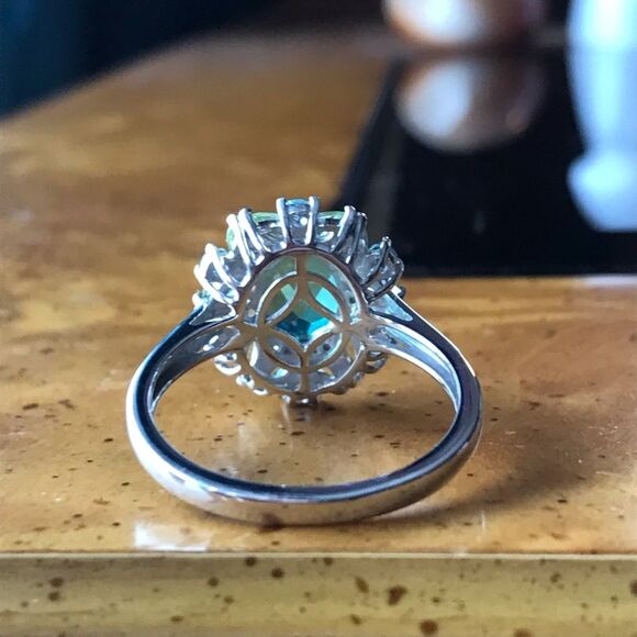 Peacock Quartz Peridot Sterling Silver Cocktail Ring Size 10 - Picture 7 of 9